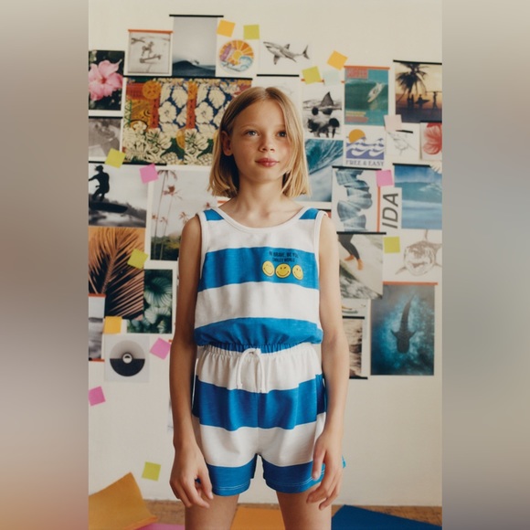 NWT Zara 7Y Smileyworld Happy Collection striped jumpsuit - Picture 4 of 4